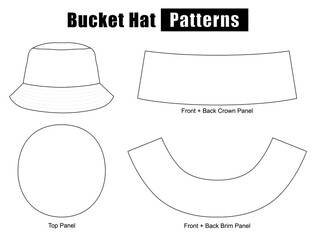 Wall Mural - White Bucket Hat Patterns On White Background
