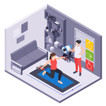 Online Services In Sport Isometric Composition