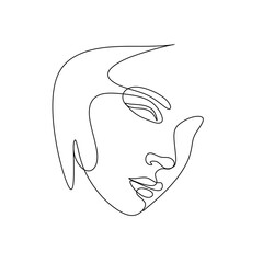 Canvas Print - Continuous line drawing of Portrait of a Beautiful Women face. Beauty Minimal line art style portrait. Vector illustration for logo, beauty salon, cosmetics, t-shirt, design print graphics style