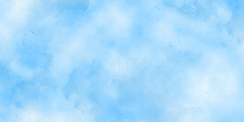 Wall Mural - Blue watercolor background for textures backgrounds and web banners design. Blue sky white cloud white background
