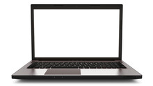 Laptop With Blank Screen Isolated On White Background, White Aluminium Body. Whole In Focus. High Detailed. 3d Illustration.
