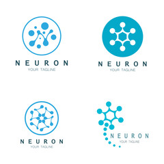 Neuron logo or nerve cell logo design,molecule logo illustration template icon with vector concept