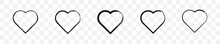 Grunge Heart Shape Icon Set. Vector Illustration. Brush Black Heart Collection.