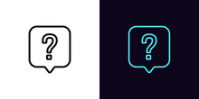 Outline Question Bubble Icon, With Editable Stroke. Question Mark In Bubble Message, Help And FAQ Pictogram. Support Chat