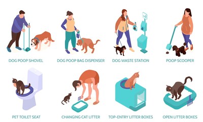 Poster - Cleaning Pets Poop Composition Set