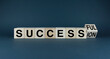 Success - Succession. Cubes form the words Successful - Succession.