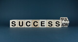 Fototapeta Zachód słońca - Success - Succession. Cubes form the words Successful - Succession.