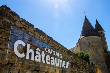 Wall Mural - Chateauneuf, France, April 17, 2022. the Chateau de Chateauneuf-en-Auxois is a fortress, typical of 15th century Burgundian military architecture