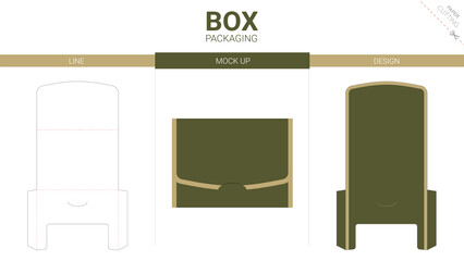 Box packaging mail and mockup die cut template