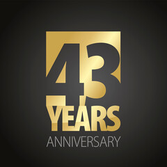 Wall Mural - 43 Years Anniversary negative space numbers gold black logo icon banner