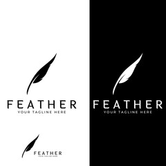 Wall Mural - feather logo, feather pen logo and law firm feather logo design vector illustration template.