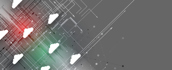 Cloud technology. Integrated digital web concept background