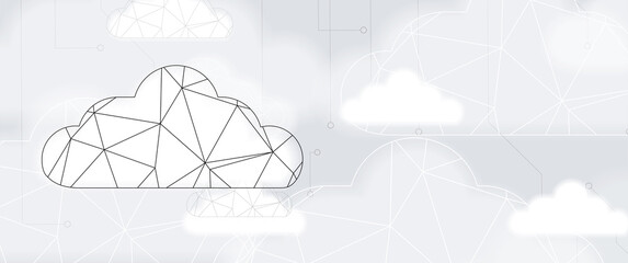 Cloud technology. Integrated digital web concept background