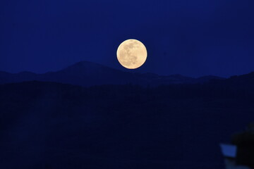 beautiful full moon in corfu island, greece