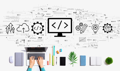 Web development concept with person using a laptop computer