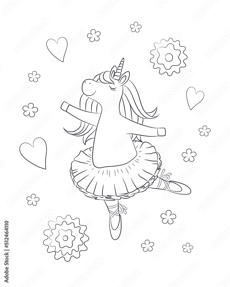 Unicorn Coloring Page Printable Cute Unicorn Ballerina In Tutu Dress