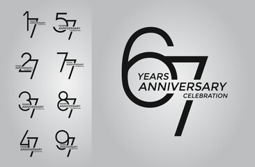 set of anniversary logotype black color premium edition on white background for celebration