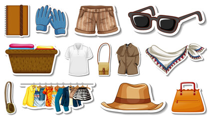 Canvas Print - Sticker set of clothes and accessories