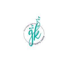  Initial letter GK beauty handwriting logo vector