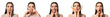 © Pixel-Shot - Set of young woman doing face building exercises against white background