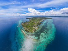 Panoramic Aerial Of Pangangan Island, A Coral Island In Calape, Bohol, Philippines.