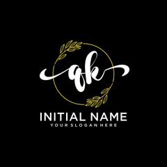 Wall Mural - QK Initial handwriting logo vector. Hand lettering for designs.