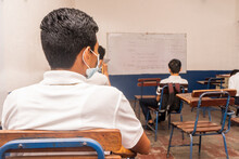 Nicaraguan Students In A Classroom About To Start A Test