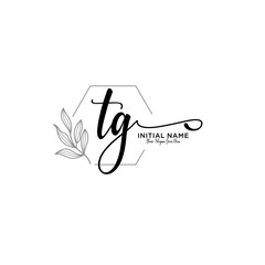 Wall Mural - Initial letter TG beauty handwriting logo vector
