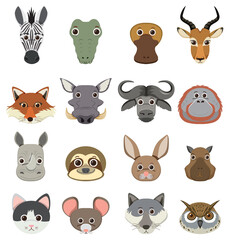 Sticker - Wild animals set with nature elements