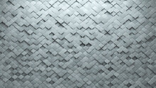 Futuristic, Concrete Wall Background With Tiles. Polished, Tile Wallpaper With Arabesque, 3D Blocks. 3D Render