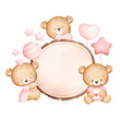 © Stella - Cute baby teddy bears and wooden board