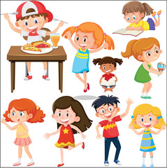 Wall Mural - Set of different happy kids