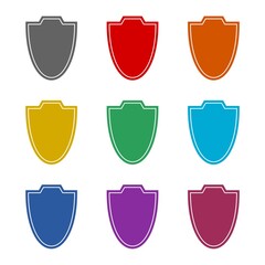 Poster - Shield icon isolated on white background. Set icons colorful