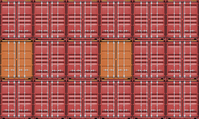 Stack of red containers box cargo in port shipping yard, Containers front view, logistic import export goods of freight carrier and transportation industry concept, Seamless pattern texture background