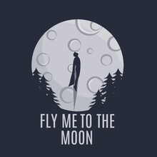 Illustration Vector Of Fly To The Moon Perfect For Print,poster,etc.