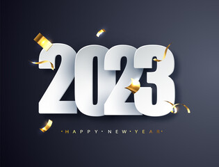 Wall Mural - 2023 new year luxury illustration on dark background. Happy New Year greetings