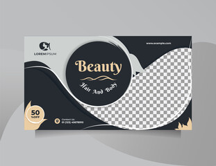 Wall Mural - Landscape social media banner design for creative and modern beauty skin treatment center promotion. Vector template can be used for promotion of beauty products, fashion, cosmetic, something natural
