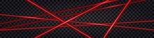Red Laser Beams, Glowing Neon Streak Ray Lines. Safety Scanner Grid, Shiny Electric Energy Light  Effect, Techno Vector Illustration.