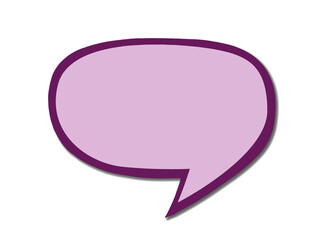 Wall Mural - lilac speech bubble as a cloud with purple border isolated on empty white background.