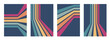 © Revolutionizzed - Abstract rainbow colours retro groovy lines bold 4 backgrounds bundle set collection. pink orange yellow blue stripes.