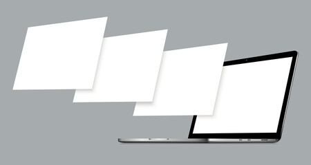 Wall Mural - Laptop with blank screen and blank framework web pages