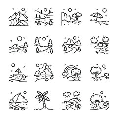 Naklejka na meble Hand Drawn Icons of Landscapes and Hill Stations