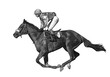 jockey riding race horse - realistic vector illustration