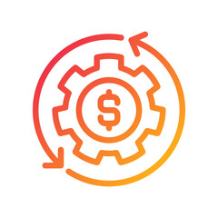 Sticker - Money management pixel perfect gradient linear vector icon. Achieve financial success. Cash transformation. Budgeting. Thin line color symbol. Modern style pictogram. Vector isolated outline drawing