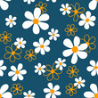 vector daisy flowers seamless pattern blue yellow chamomile wallpaper vintage design