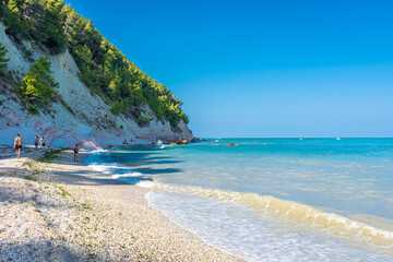 Wall Mural - SIROLO, ITALY, 23 JULY 2021 The beautiful Sassi Neri Beach down the Conero Mount in the Marche Region