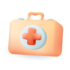 First aid kit 3D icon. Medical box 3D vector illustration on white background. Medicine, health, healthcare, treatment concept