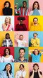 © master1305 - Collage of portraits of expressive male and female models, multiethnic group. Human emotions, facial expression, sales, ad concept.