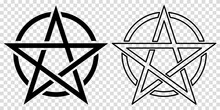 Pentacle Icons. Magic, Esoteric Or Magic Symbols. Vector Illustration Isolated On Transparent Background