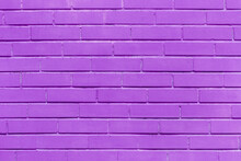 Purple Paint Brick Wall Of Interior Facade Lilac Texture Abstract Violet Color Background